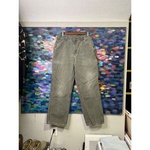 Vintage Carhartt Men's washed olive green Work Pants Khaki 32x32